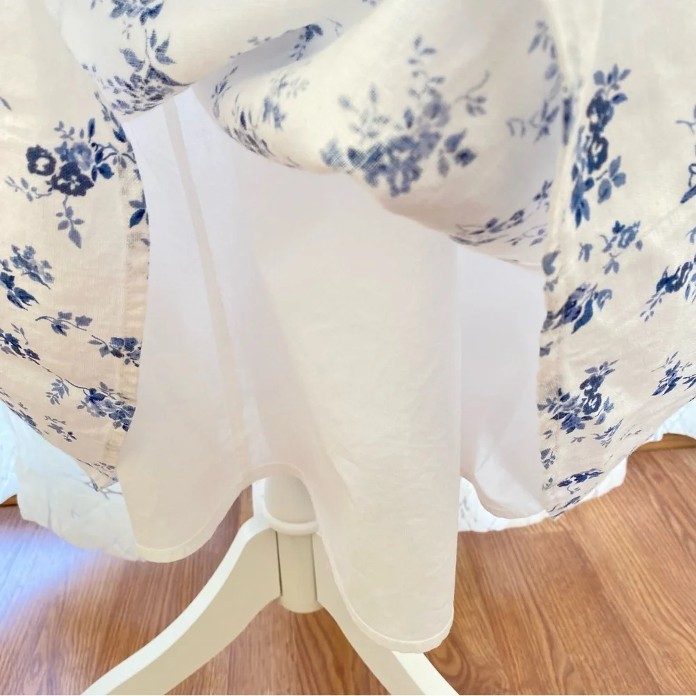 Reformation christen white blue Floral Print square neck tie straps Midi Dress - Picture 6 of 15